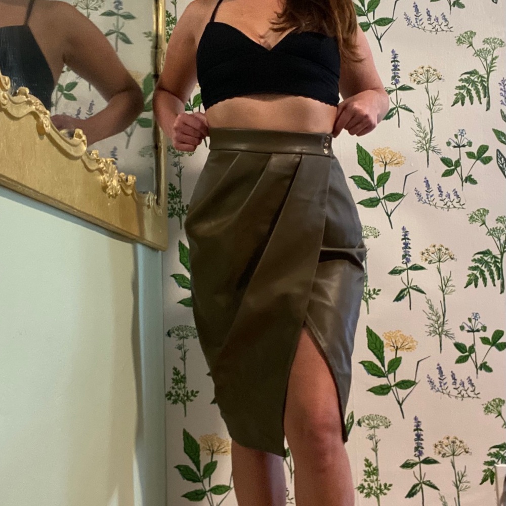 House of CB Green Leather Skirt